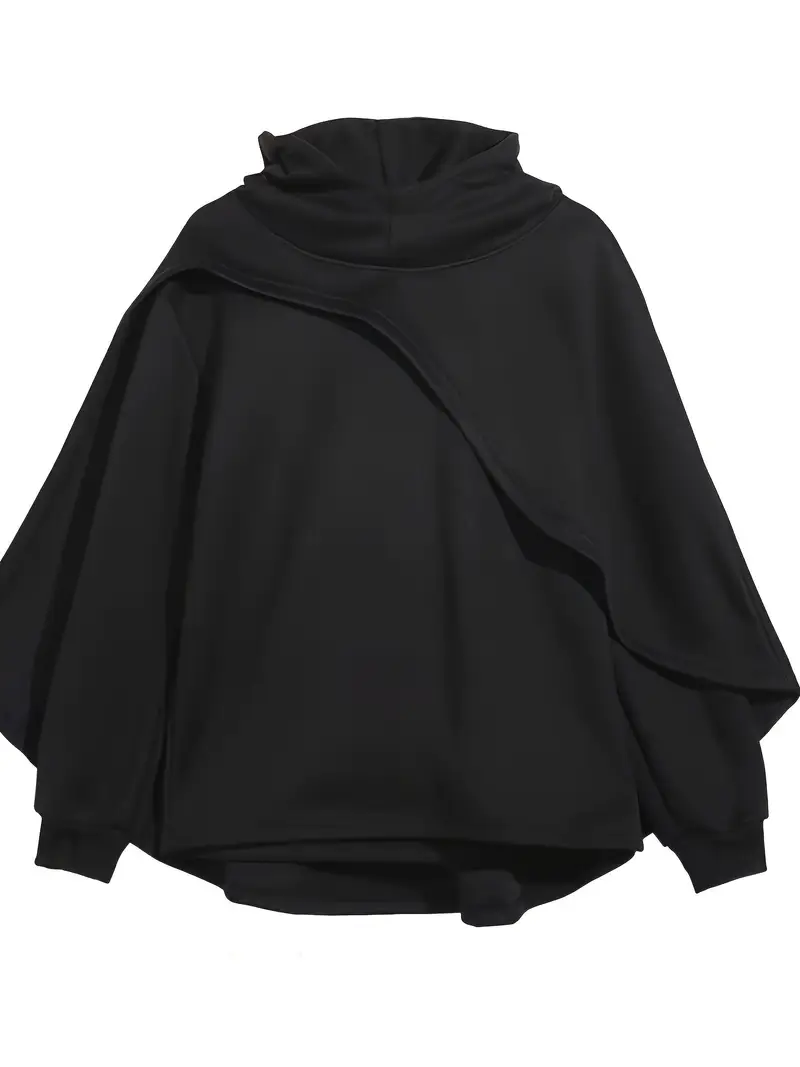 Men'S Solid Color Hooded Long Sleeve Sweatshirt Featuring a Faux Two-Piece Design And a Fish Mouth Hood, Stylish And Trendy Casual Hoodie, Unique Hooded Sweatshirt Suitable for Spring, Autumn, And Winter.