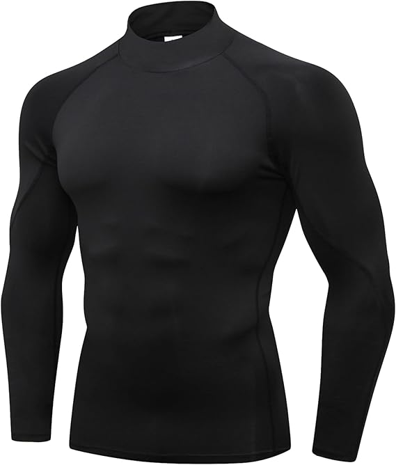 Men's Compression Shirts – Long Sleeve Workout Gym Tops, Cool Dry Sports Baselayer Undershirts (Available in 1 or 3 Pack)