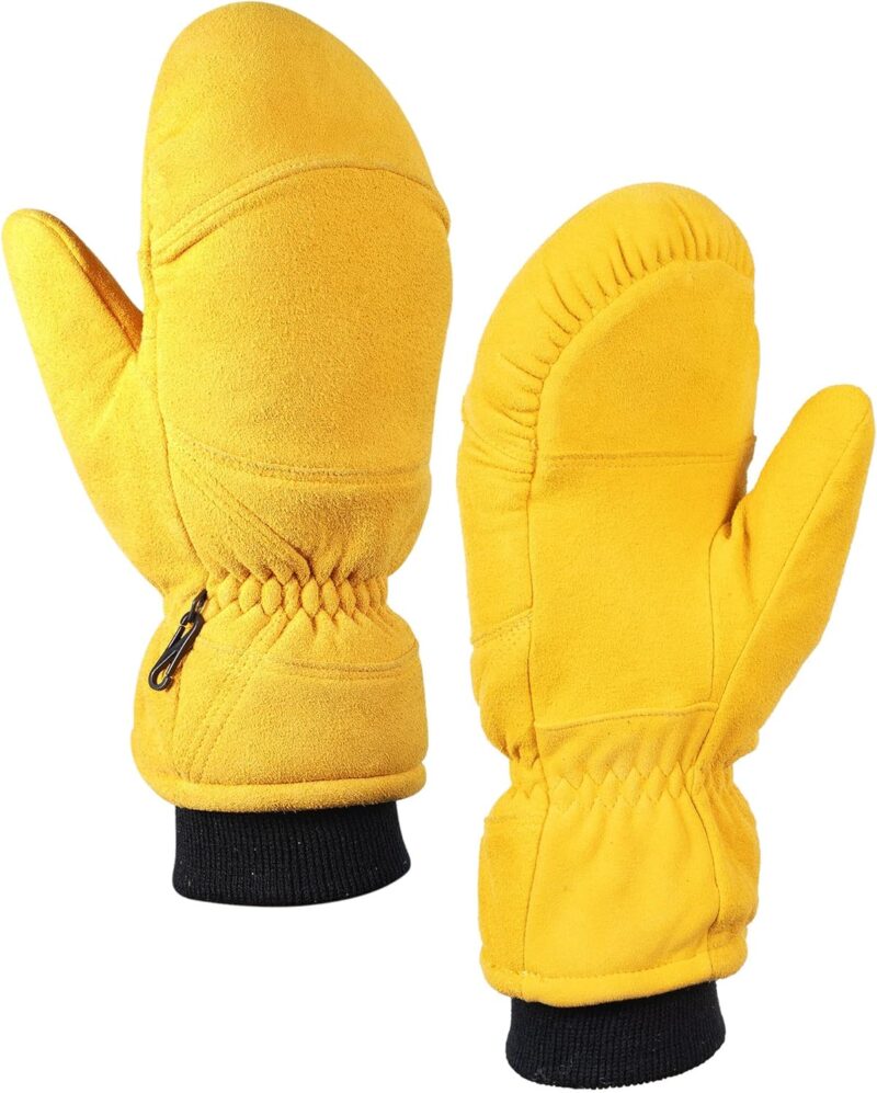 SKYDEER Durable Winter Work Gloves with Full Deerskin Suede Leather for Extreme Cold Condition (SD8676T)