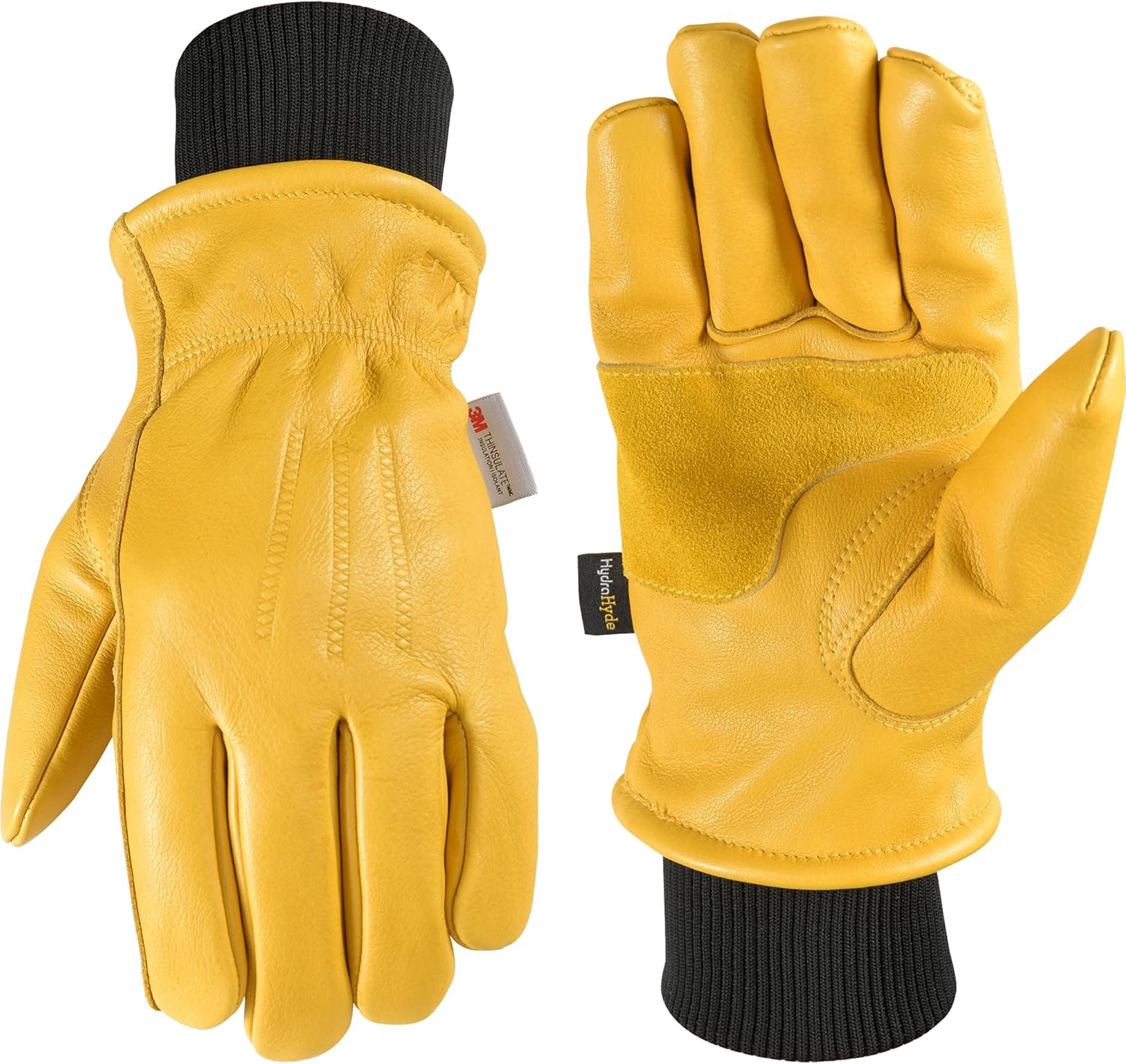 Wells Lamont Men's HydraHyde Leather Winter Work Gloves | Water-Resistant | Insulated | Large (1202L)