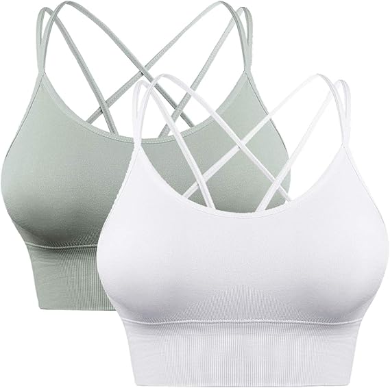 Enjoyoself Womens Strappy Sports Bra for Yoga Running Athletic Gym Workout Fitness Tank Tops